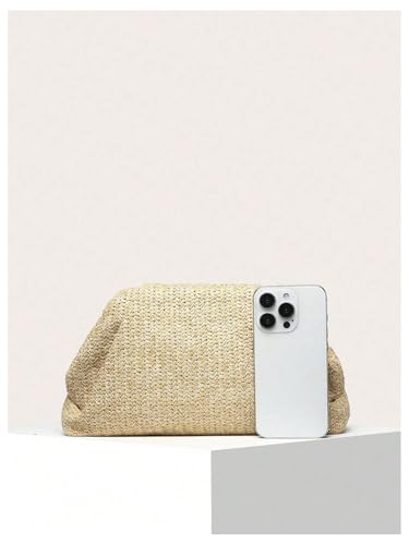 Image of Verdusa Women's Straw Woven Clutch Handbags Striped Dumpling Clutch Purses | Straw