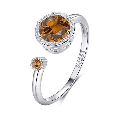 Qings Kleiner Gelber Topas-Geburtsstein Ring,Verstellbarer Geburtsstein Ringe für November