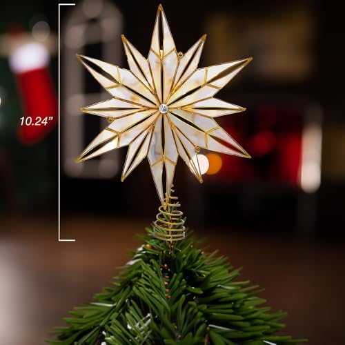 Kurt S. Adler UL3150 Kurt Adler 10-Light 12-Point Capiz Star And Center Gem Treetop thumb #9