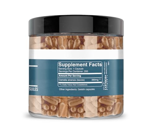 Earthborn Elements Green Tea Extract 200 Capsules, Pure & Undiluted, No Additives - Thumbnail 3