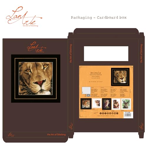 Image of Vervaco LanArte King of Animals on Aida Counted Cross Stitch Kit, 13.75 inch by 13.5 inch