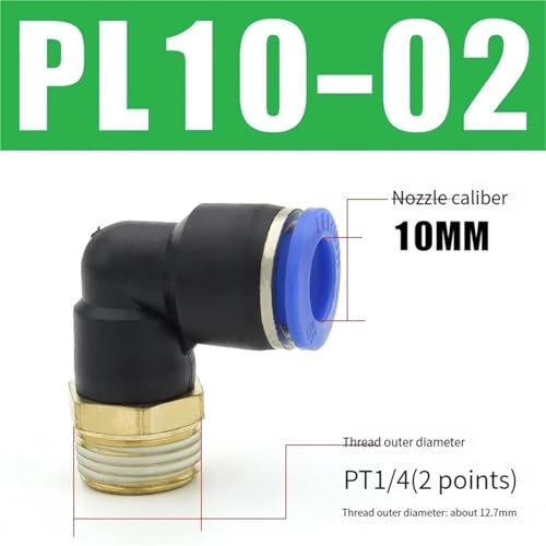 Codo neumático PL10-02 para eliminar fugas de presión en mangueras de 10mm 3