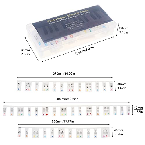 MuzcYM Kostenlose Kleister, kein Kleber, Overlay, Typ 88 Tasten, Klaviernote, bunte Marker, Silikonstreifen für Anfänger/Kinder, mit Etui