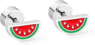 Cute Tiny Watermelon Stud Earrings for Women Stainless Steel Hypoallergenic Fashion Jewelry Gift for Birthday Christmas