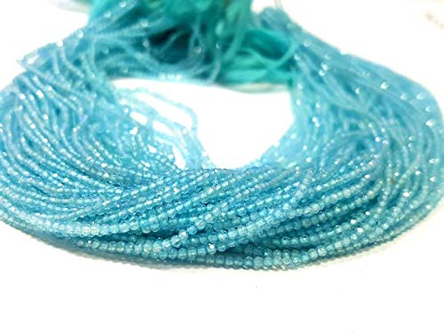 Topaze bleu perles facettées rondelle micro de 3mm pour création bijoux
