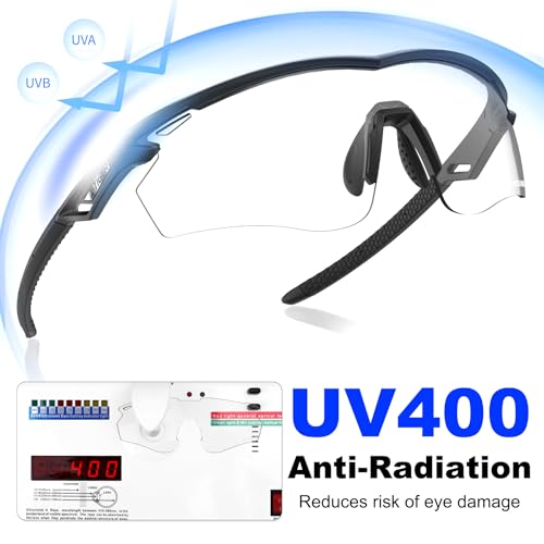 X-TIGER Photochrome Fahrradbrille Herren Damen UV400 Ideale Auto Selbsttönend Sonnenbrille für MTB, Radfahren, Outdoor Sport Hochwertige MTB Laufbrille