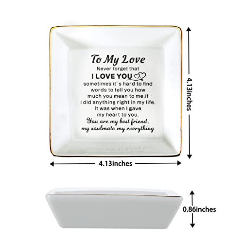 Valentines Day Gifts For Girlfriend Wife Ring Dish Jewelry Tray Birthday Christmas 1 Year Anniversary Wedding Love Gift For Women Wifey Best Friends Couples Love Heart Honey From Husband Boyfriend Men #TOP1
