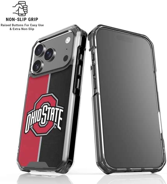Skinit Clear Phone Case Compatible with iPhone 17 Pro Max - Officially Licensed Ohio State University OSU Buckeyes Split Design