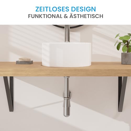 Bächlein Tassensiphon Universal für Waschbecken & Waschtisch (Chrom), Geruchsverschluss mit Reinigungsöffnung + Einbauanleitung - Designsiphon Ablaufgarnitur Flaschensiphon