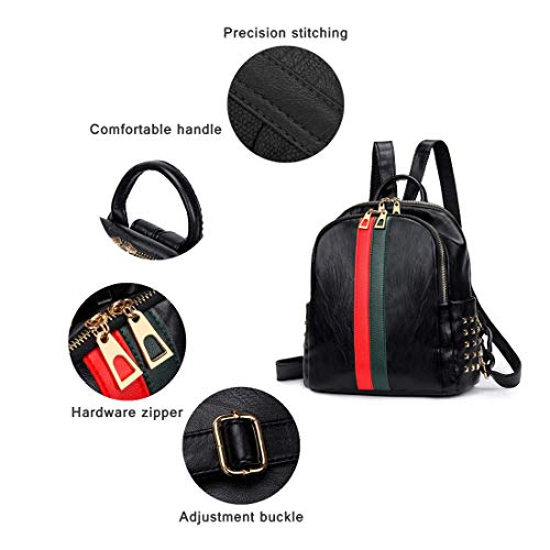 Mynos Fashion Backpack Bag Purse For Women Leather Mini Rucksack Zipper Travel Daypack Ladies Shoulder Bag Tote (A-Small Black) #TOP2