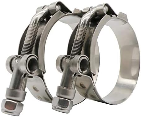 Roadformer 1.5" T-Bolt Hose Clamp - Working Range 44mm - 50mm for 1.5" Hose ID, Stainless Steel Bolt, Stainless Steel Band Floating Bridge and Nylon Insert Locknut (44mm - 50mm, 2 pack)