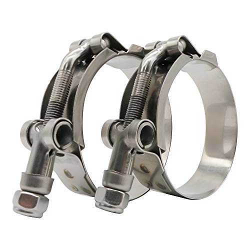 2" T Bolt Hose Clamp Stainless Steel - Working Range 55mm - 63mm for 2" I.D. Hose with 3mm - 6mm Wall Thickness, Roadformer T-bolt Hose Clamps Featured to Provide Reliable Sealing Force, 2 Pack by ROADFORMER - Used condition - US$16.67