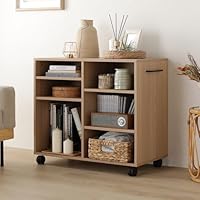 Amazon｜RASIK 収納ラック キャスター付き 本棚 奥行39cm ナチュラル