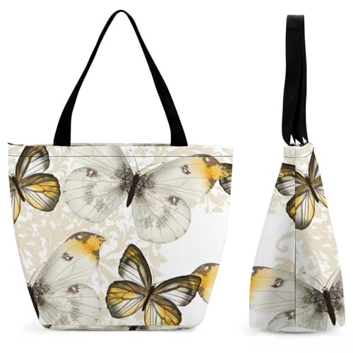 Sac de shopping papillon jaune pour voyage et sorties quotidiennes