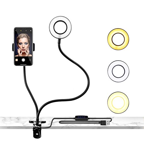 KINDEEP Selfie Light, Selfie Luz del anillo, de 36 años aro de luz LED Selfie Flash de iluminación nocturna selfie complementaria mejora la oscuridad autofoto de Fotografía para Smartphone (Negro)