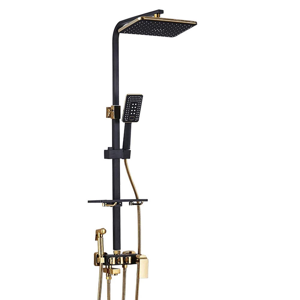 Sjdopulse Black Shower Kits With Overhead Shower Copper Rain Shower Head With Sprayer Shower Mixer Set Wall Mounted Multifunctional Shower System