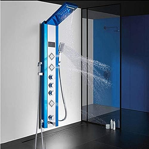 Columna de ducha con panel LED, cascada, pantalla digital LCD, rociador bidet y masaje miniatura 1