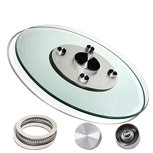 XCJJ Rund skivspelare – köksserveringsplatta – 12 mm tjock – med vridbar bas – lager i rostfritt stål – lång livslängd – genomskinligt härdat glas roterande platta, 90 cm/35 tum
