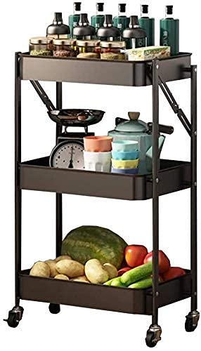 Rack de armazenamento Rack de carrinho dobrável sem instalação, três camadas móvel de chão Sala de e