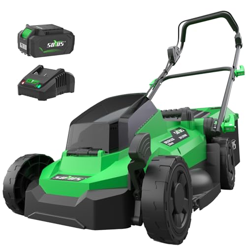 SOYUS Lawn Mower Cordless, 13 Inch 20V Electric Lawn Mowers with Brushless Motor, 5-Position Height...