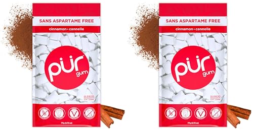 Image of PUR Gum | Aspartame Free Chewing Gum | 100% Xylitol | Natural Cinnamon Flavored Gum, 55 Pieces (Pack of 2)