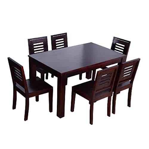 Image of Furnire Carp Sheesham Wood 6 Seater Dining Table Set with 6 Urban Chairs for Home & Office Furniture| Hotel & Dinner | Drawing Room Dining Room Sets Furniture (Mahogany Finish)