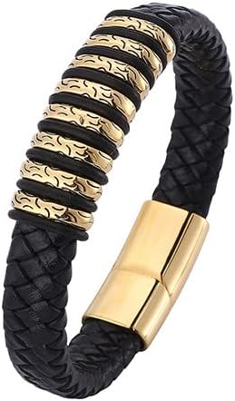 Musihy Braclets Men, Mens Bracelets Leather Gold Leather Bracelets for Women with Vintage Style Magnetic Buckle Braclets