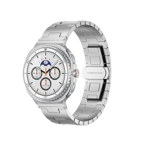 に適合Samsung Galaxy Watch 8 Classic/46mm/8/40mm/44mm/7 Ultra 2025/47mmに適合するチタン合金バンド(Silver,For Galaxy Ultra (2025))