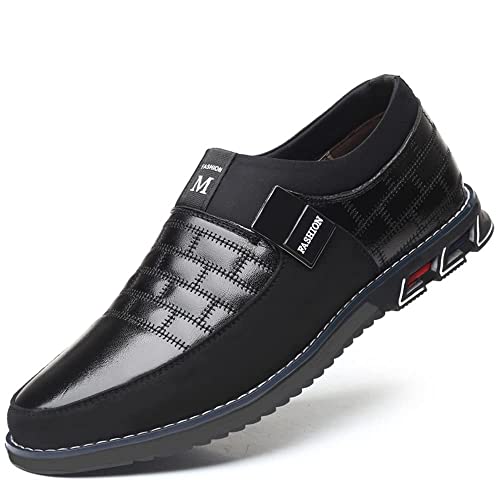 Image of Men's Dress Shoes Business Soft Sole Oxford Derby Orthopedic Leather Slip-On Casual Shoes (Black,6.5)