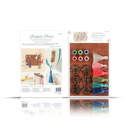 Image of Kimberbell Happy Place Embellishment Kit - Embellishments for Crafting Kit, 19 Assorted Pcs, Embroidery Supplies, Craft Kit for Sewing Projects, Small