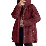 Reißverschluss Kuscheljacke Mit Kapuze Damen Teddyjacke Langarm Mantel Kapuzenjacke Reißverschluss Fleecejacke Oberteile Top Lang Weich Und Bequem Teddy Jacke Sweatjacke Weinrot M