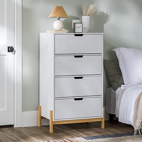 Walker Edison Freja Scandi Minimalist 4-Drawer Solid Wood Dresser, 46 Inch, White #TOP18