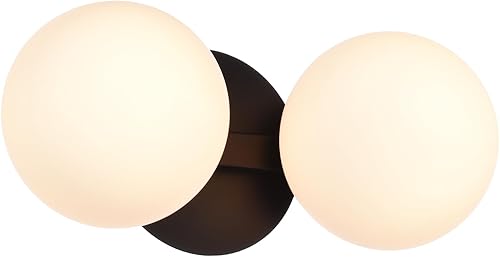 Miniatura 2 de Lámparas de tocador de baño, modernas 2 luces de globo para pared, color negro mate, lámpara de montaje en pared de porche para baño, espejos, Mate