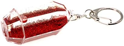 Creationtop Liquid Keychain Fashionable Glitter Powder Moving Floating Keychain (Red/Blue Stars)