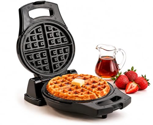 Image of Moss & Stone Belgian Waffle Maker - Rotating Flip Design, 8-Inch Electric Waffle Iron, Non-Stick Grids for Easy Release & Clean, Adjustable Temperature, Compact Upright Storage, Black
