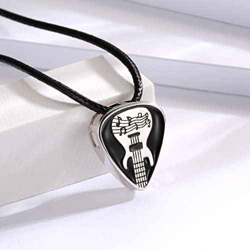 Cremation Necklace for Ashes - 925 Sterling Silver Wolf Dragon Valknut Guitar Pick Urn Pendant Vintage Keepsake Jewelry Memorial Gift for Men Women 5
