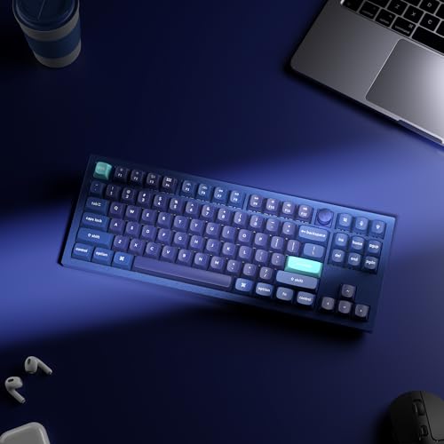 Image of Keychron Q3 Wired Custom Mechanical Keyboard Knob Version, TKL Tenkeyless QMK /VIA Programmable Macro with Hot-swappable Gateron G Pro Red Switch Double Gasket Compatible with Mac Windows Linux (Blue)