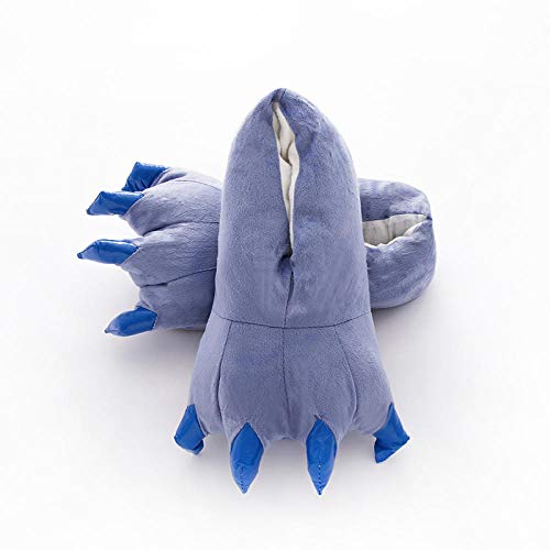 Hausschuhe Damen Baumwolle Slippers,Herbst Winter Warm Einfache Mode Blue Cartoon Tiere Dinosaurier Kralle Plüsch Stil Komfortabel Plüsch Innen Dick Unten Verschiebbaren Mute Weichen Boden Home Haussc Cover