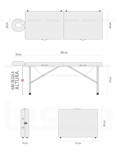 Maca Legno Vega Branca Portátil Dobrável Massagem Tattoo Depilação