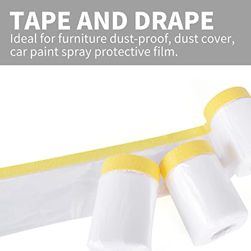 TAPEBEAR Pre-Taped Masking Film, Tape and Drape, Plastic Sheeting Roll, Automotive Painters Masking Tape Film - Image 3