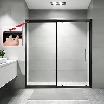 Botwinkle Shower Door 56-60" W x 72" H, No-Cut Telescopic Shower Door, Single Sliding Shower Door, 1/4" (6mm) SGCC Tempered Glass, Aluminum Alloy Frame, Matte Black Finish