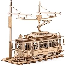 RoWood 3D Puzzles for Adults,Car Model Kit, 3D Wooden Puzzle Mechanical Tram Model,Wood Building Kit, Assembly Time 5H,Unique Gifts for Adults