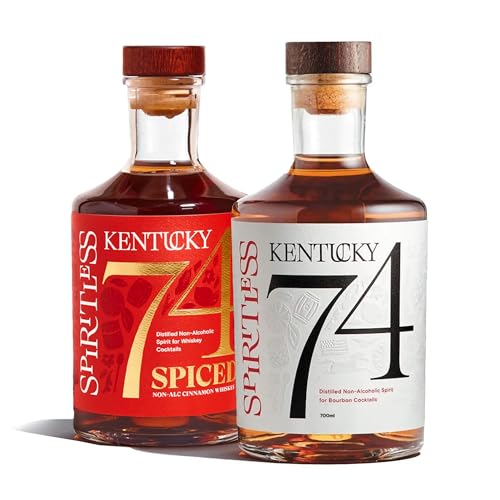 Kentucky 74 Original & Spiced Bundle | Non-Alcoholic Bourbon & Cinnamon Whiskey | Fully Distilled Mocktail & Cocktail Ingredient | 700ml Each