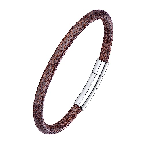 [ChainsPro] 編み込み ブレスレット メンズ 人気 つけっぱなし ブラウン レディース アクセサリー(22cm)の商品画像（Amazon）