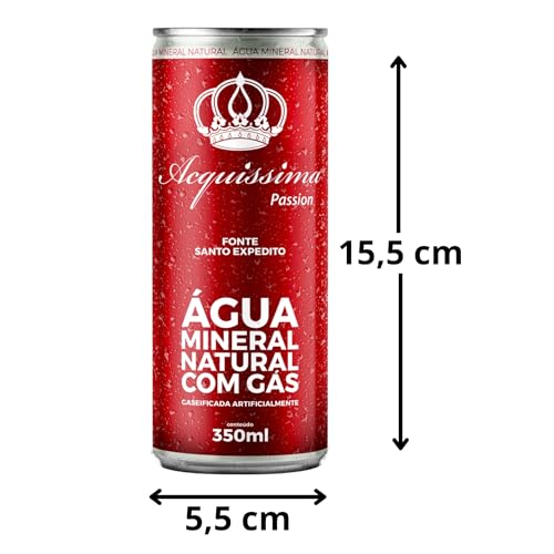 Kit 12 Água Mineral Natural Acquissima Passion 350 ml Lata, Fonte Santo Expedito