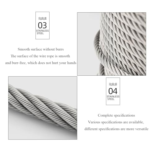 Cable de acero inoxidable 304 de 18 mm y 7x19 hilos para tirolesa y uso industrial 8