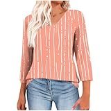 Womens 3/4 Sleeve Tops and Blouses Casual V Neck Loose Fit T Shirts Beach Vacation Fashion Spring Summer Outifits