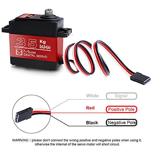 Miuzei 35Kg Servo Motor, Coreless High Torque Servo Digital Motor, 8.4V 270° Stainless Steel Gear Steering Servo, Waterproof Servo Compatible With Arduino, Robotic Diy, Rc Car/Crawler Robot/Boat #TOP3