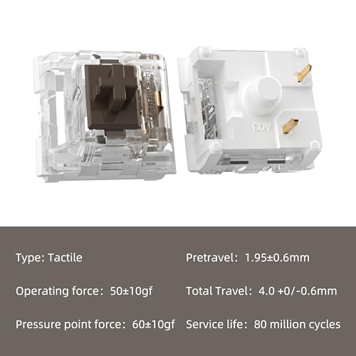 Image of Mechanical Gaming Keyboard Brown Switches,3 Pin 50gf RGB SMT Tactile Switch,Dustproof and Waterproof Switch (Brown,36PCS)