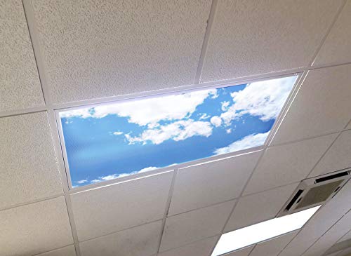 YOLLIT Sky Clouds - 2ft x 4ft Drop Ceiling Fluorescent Decorative Ceiling Light Cover Skylight Film